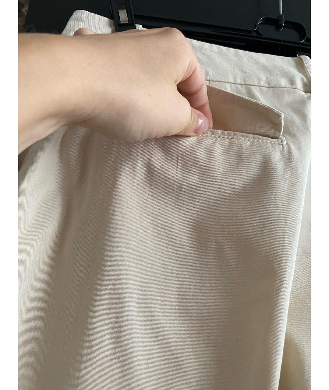 PESERICO Белые хлопко-эластановые прямые брюки, фото 2