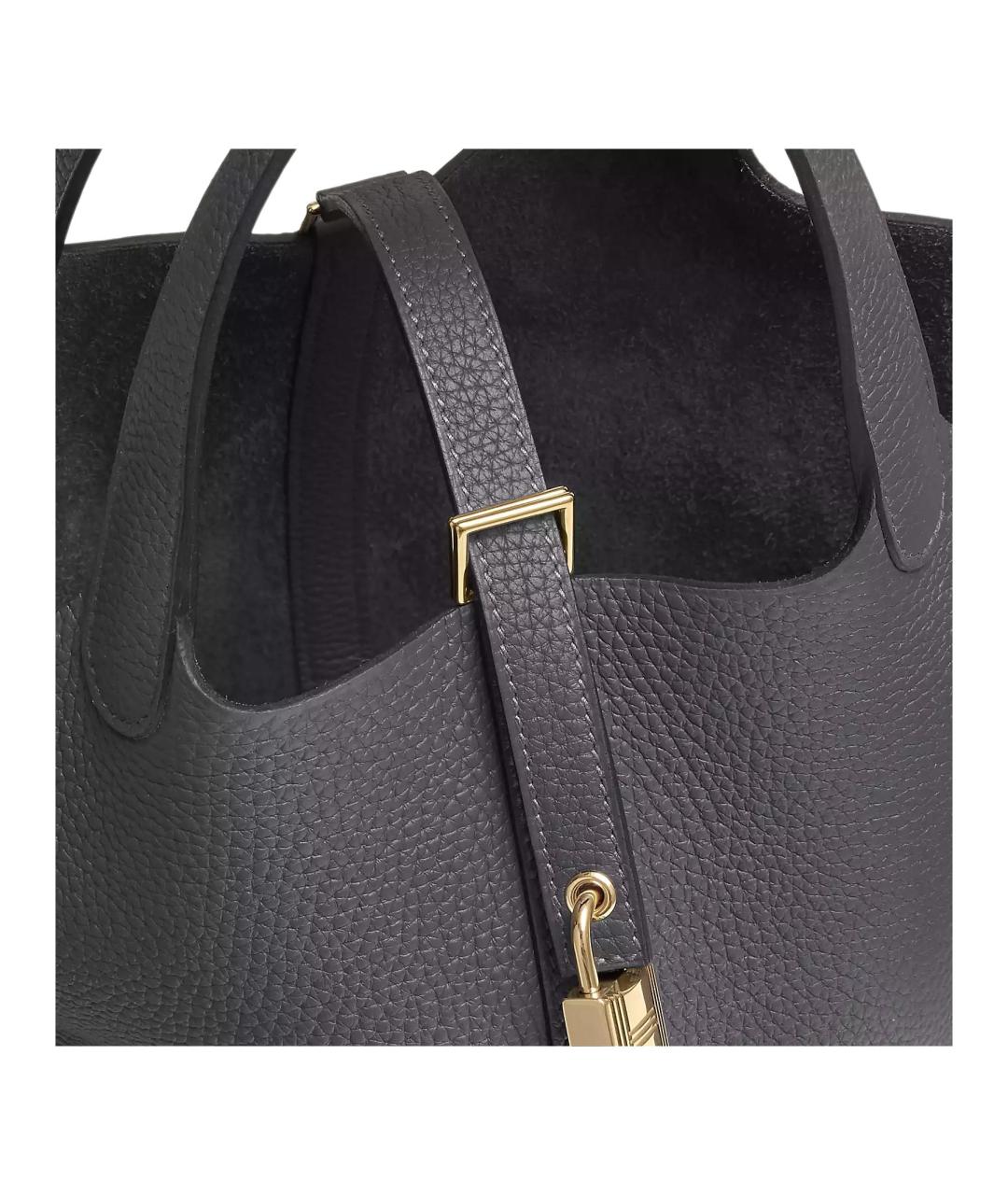 HERMES Серая кожаная сумка через плечо, фото 4