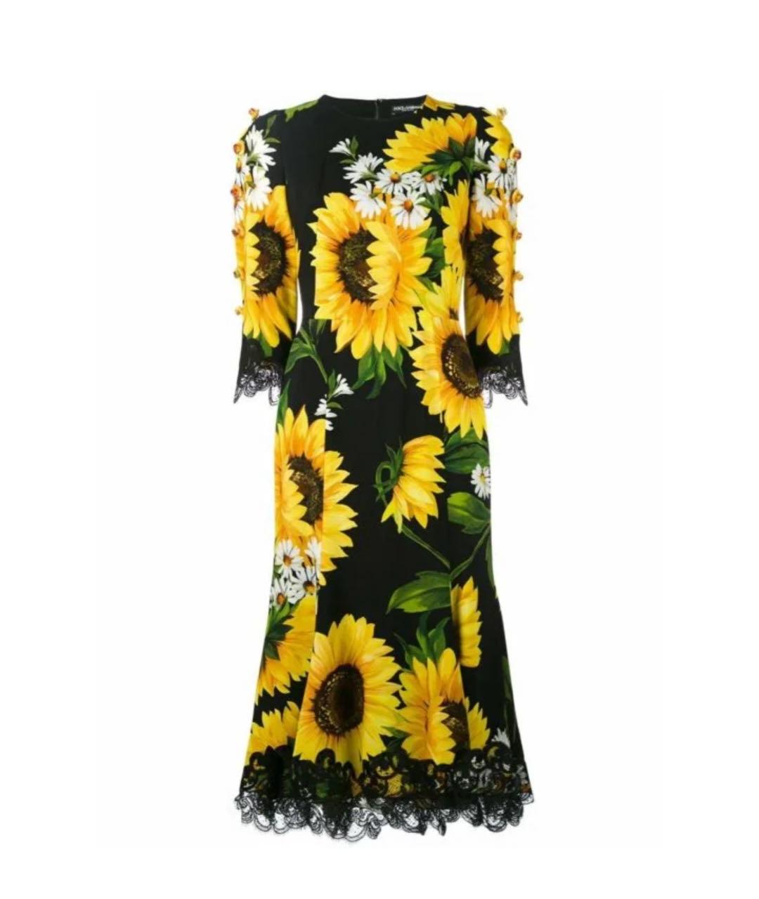 DOLCE&GABBANA Мульти шелковое повседневное платье, фото 5