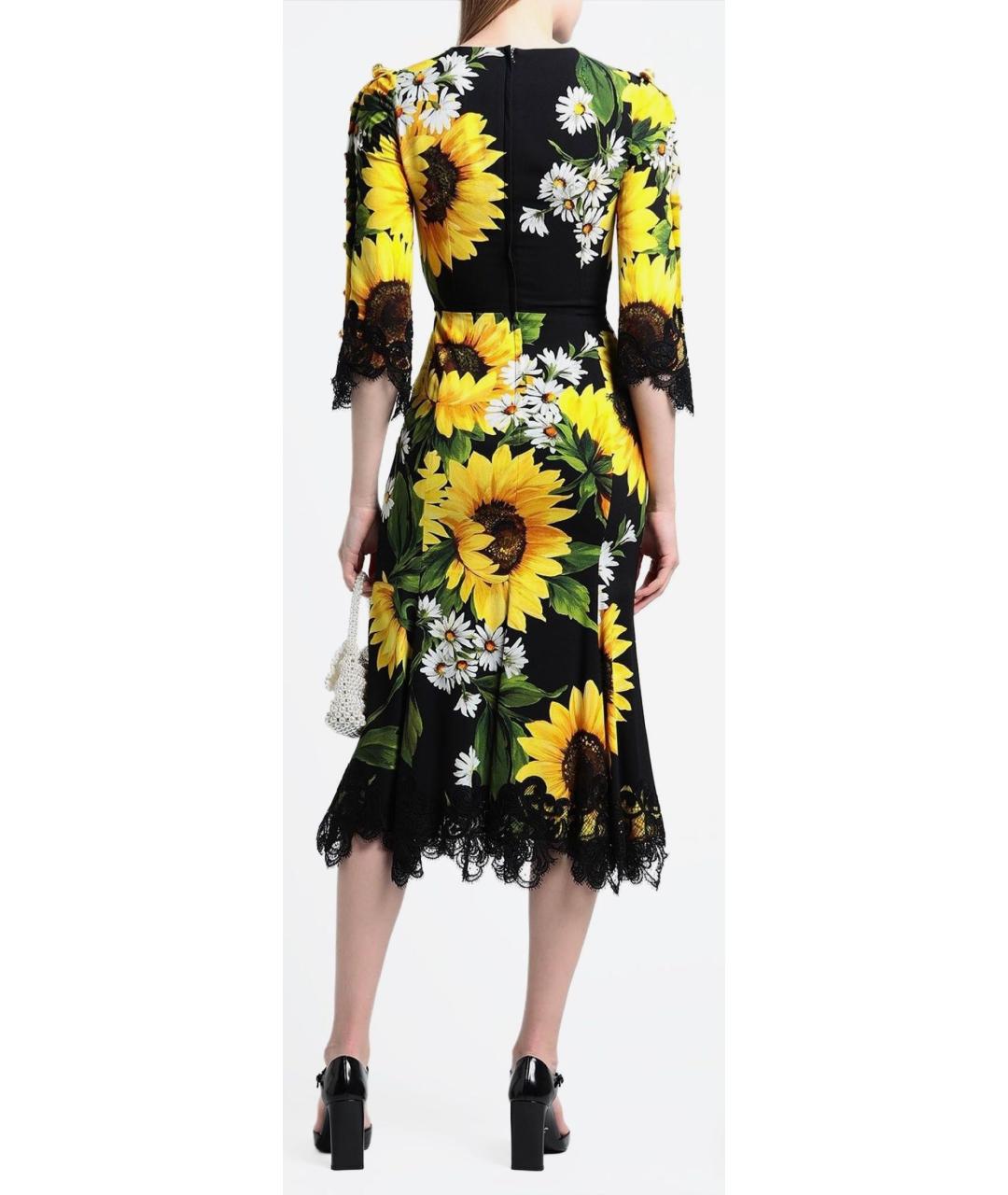 DOLCE&GABBANA Мульти шелковое повседневное платье, фото 4