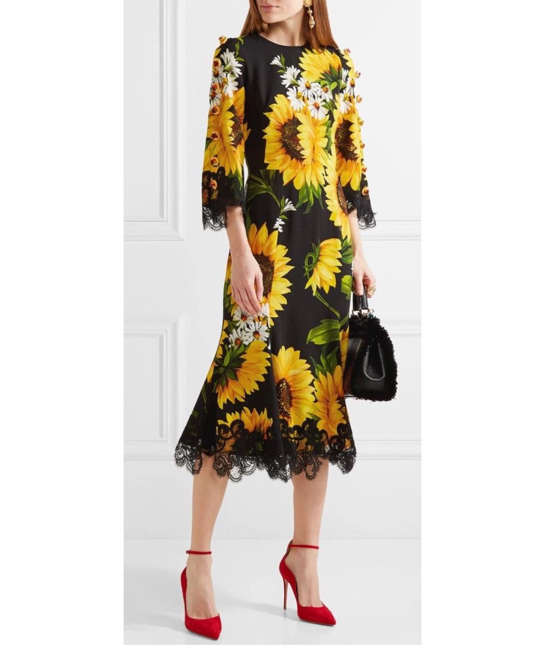 DOLCE&GABBANA Мульти шелковое повседневное платье, фото 2