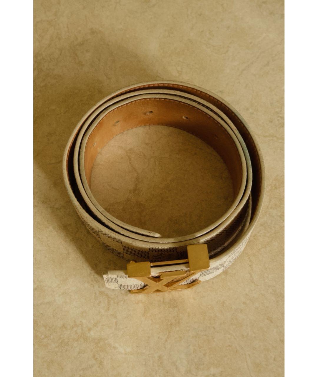 LOUIS VUITTON Бежевый кожаный ремень, фото 5