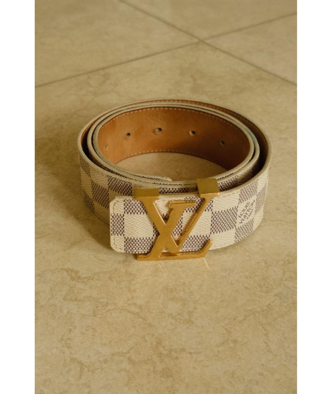 LOUIS VUITTON Бежевый кожаный ремень, фото 8