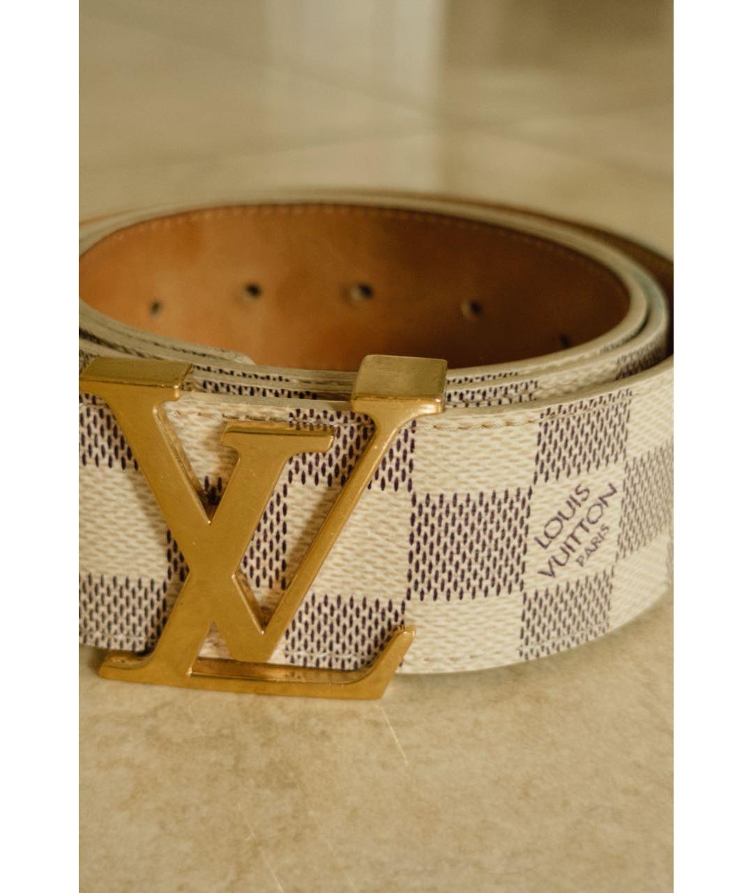 LOUIS VUITTON Бежевый кожаный ремень, фото 2