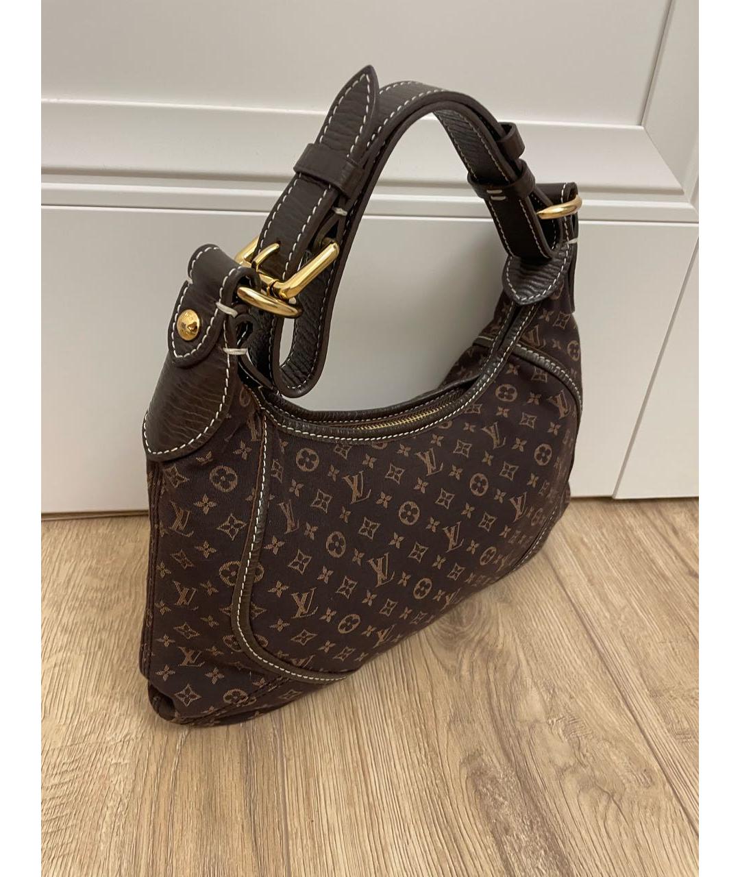 LOUIS VUITTON Коричневая тканевая сумка с короткими ручками, фото 2