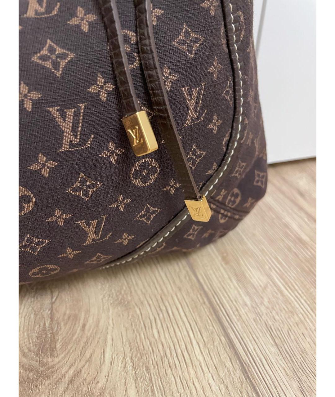 LOUIS VUITTON Коричневая тканевая сумка с короткими ручками, фото 6