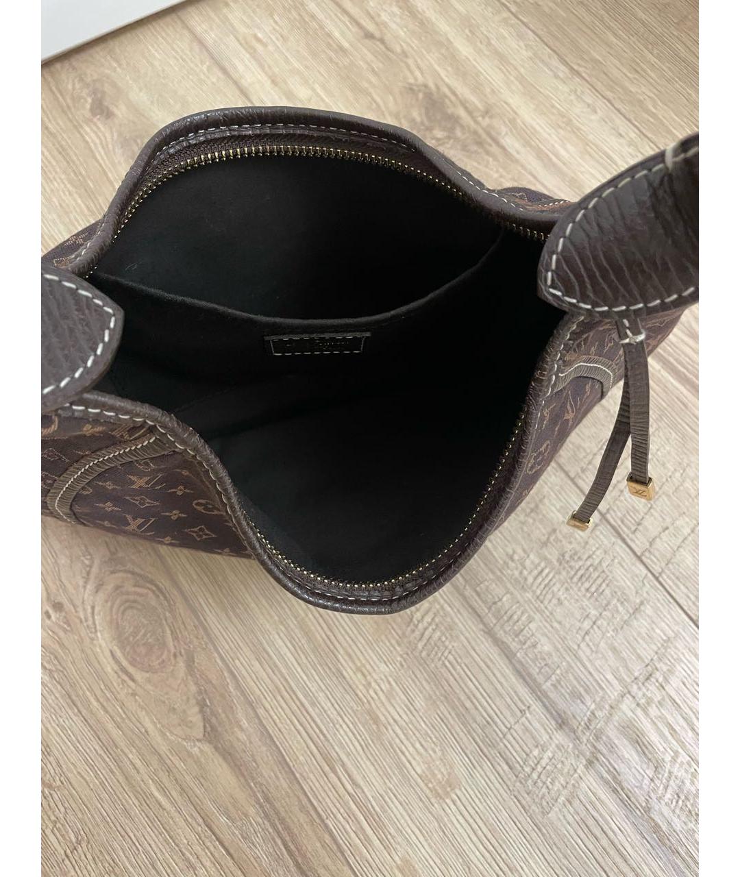 LOUIS VUITTON Коричневая тканевая сумка с короткими ручками, фото 4