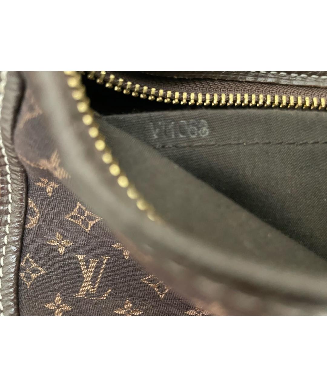LOUIS VUITTON Коричневая тканевая сумка с короткими ручками, фото 7
