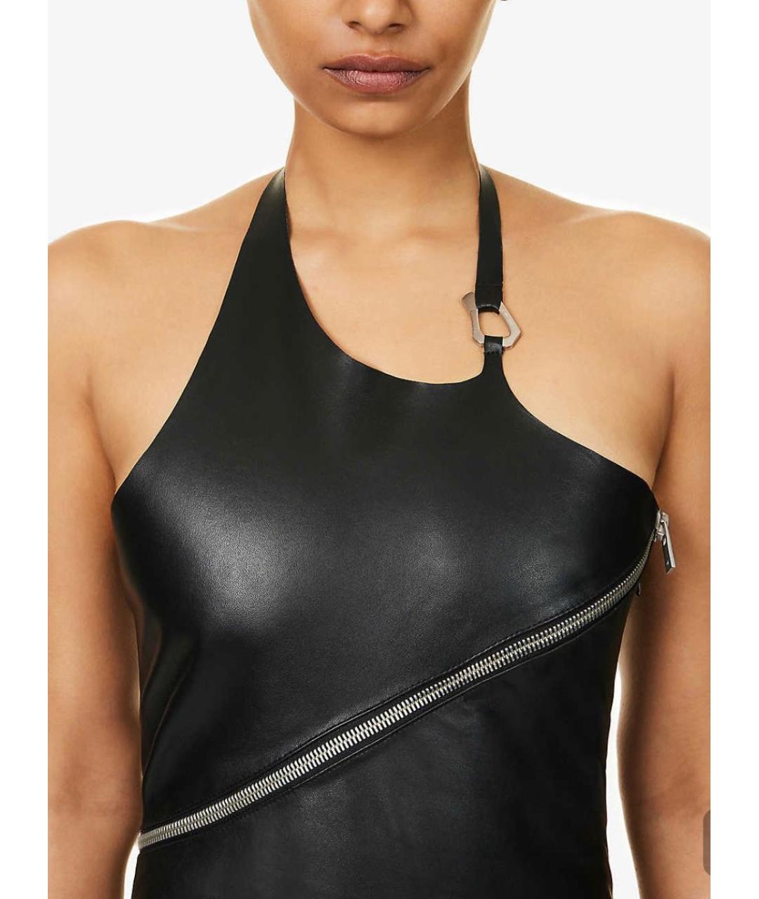 HELIOT EMIL Черное кожаное коктейльное платье, фото 3