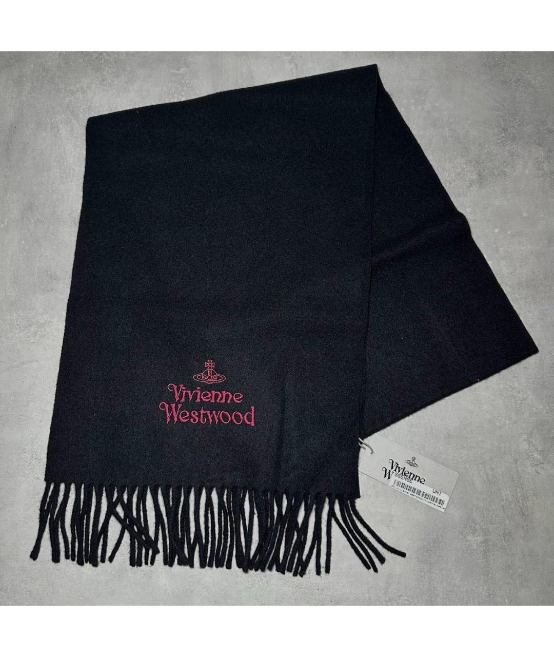 VIVIENNE WESTWOOD Черный шерстяной шарф, фото 7