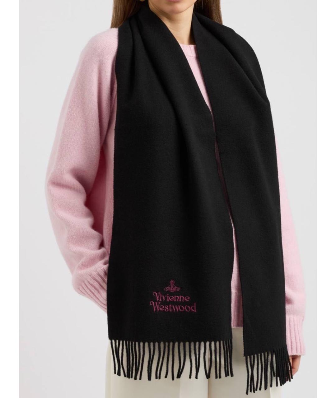 VIVIENNE WESTWOOD Черный шерстяной шарф, фото 2