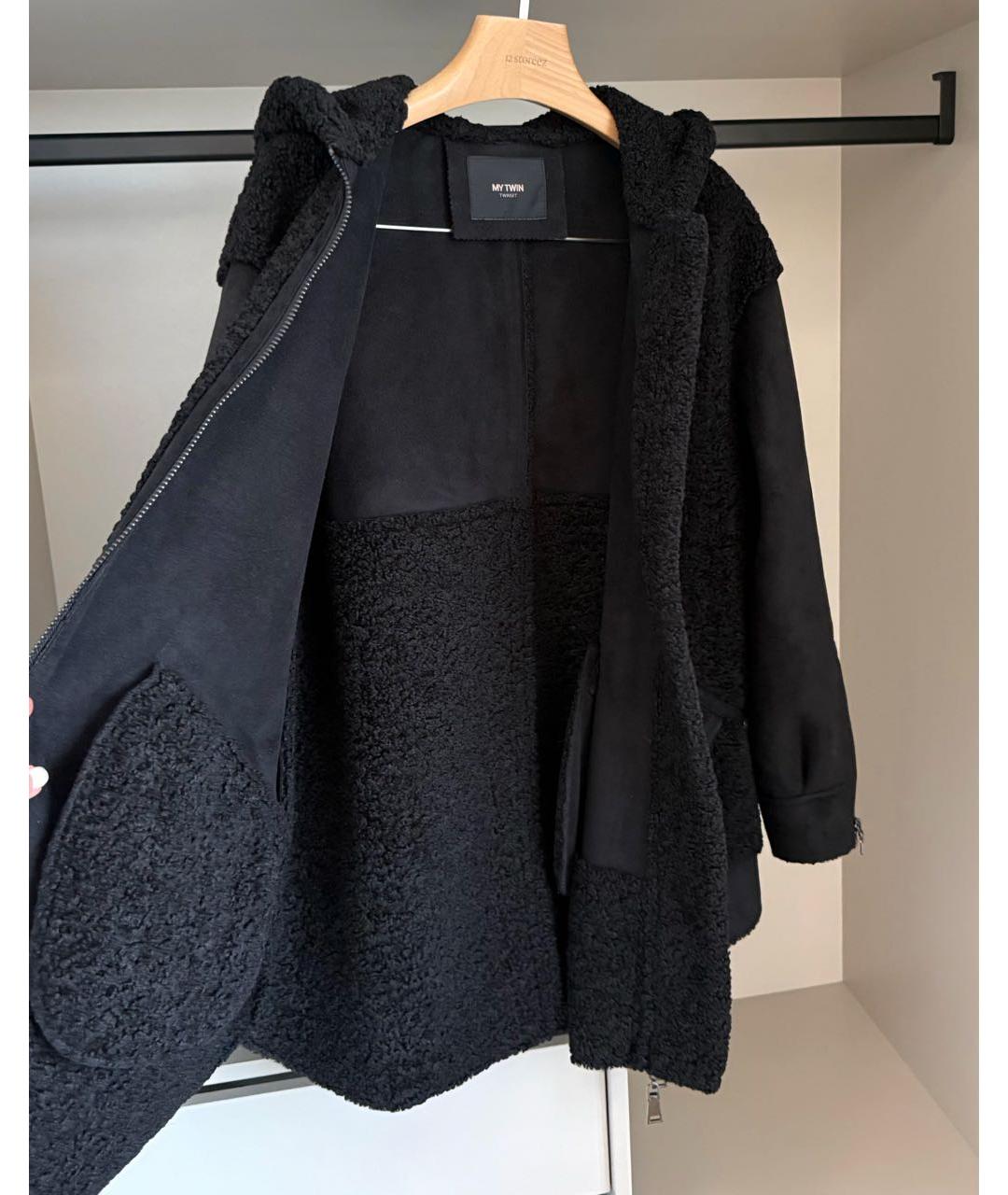 TWIN-SET Черная полиэстеровая дубленка, фото 3