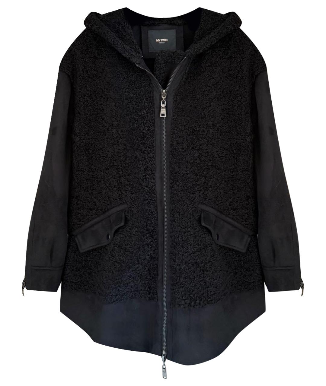 TWIN-SET Черная полиэстеровая дубленка, фото 1