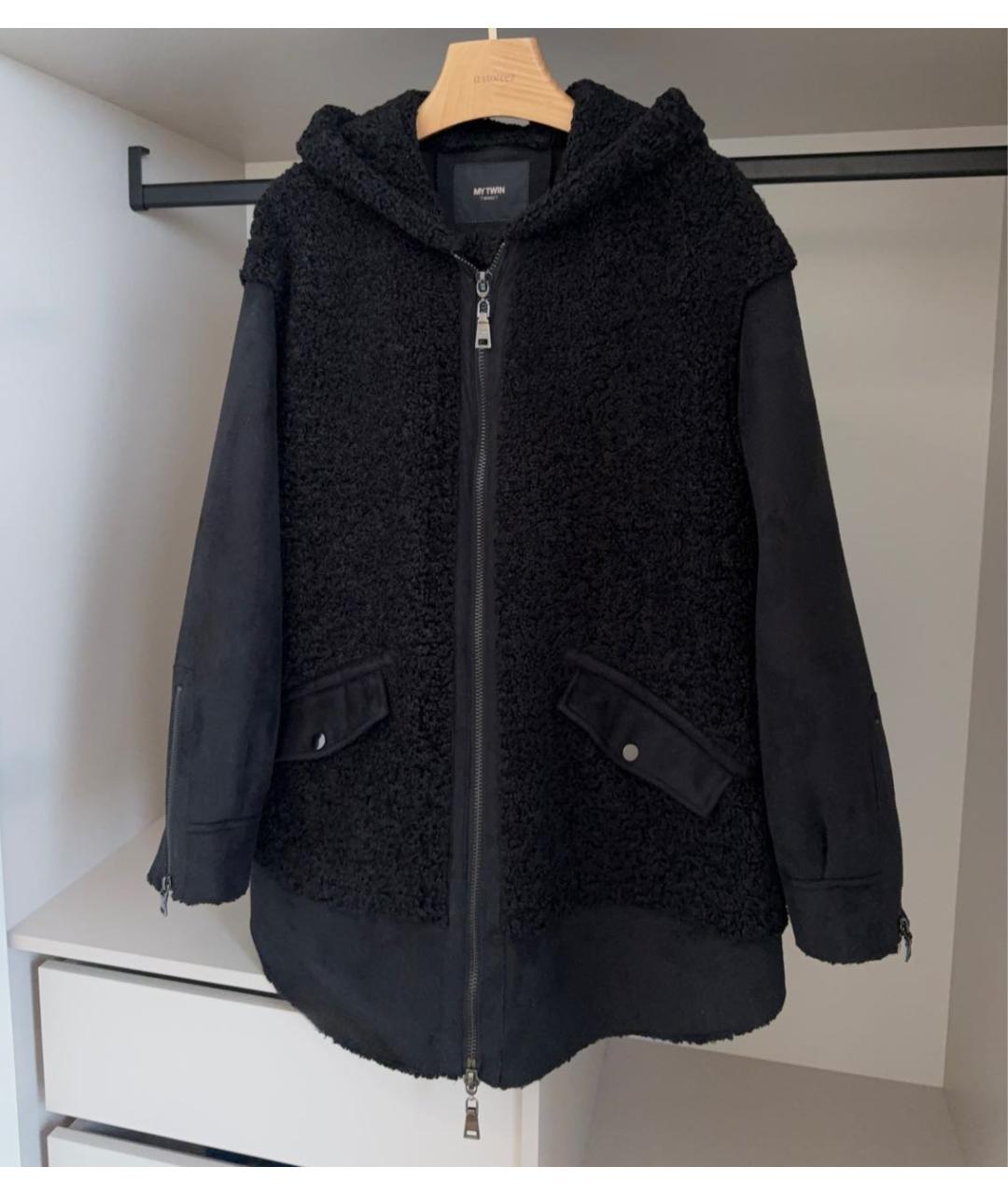 TWIN-SET Черная полиэстеровая дубленка, фото 2