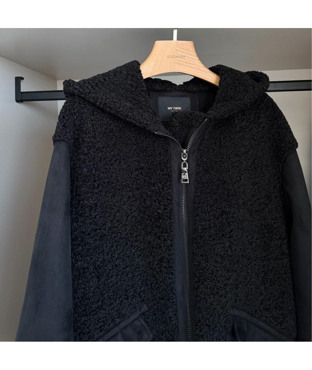 TWIN-SET Черная полиэстеровая дубленка, фото 4
