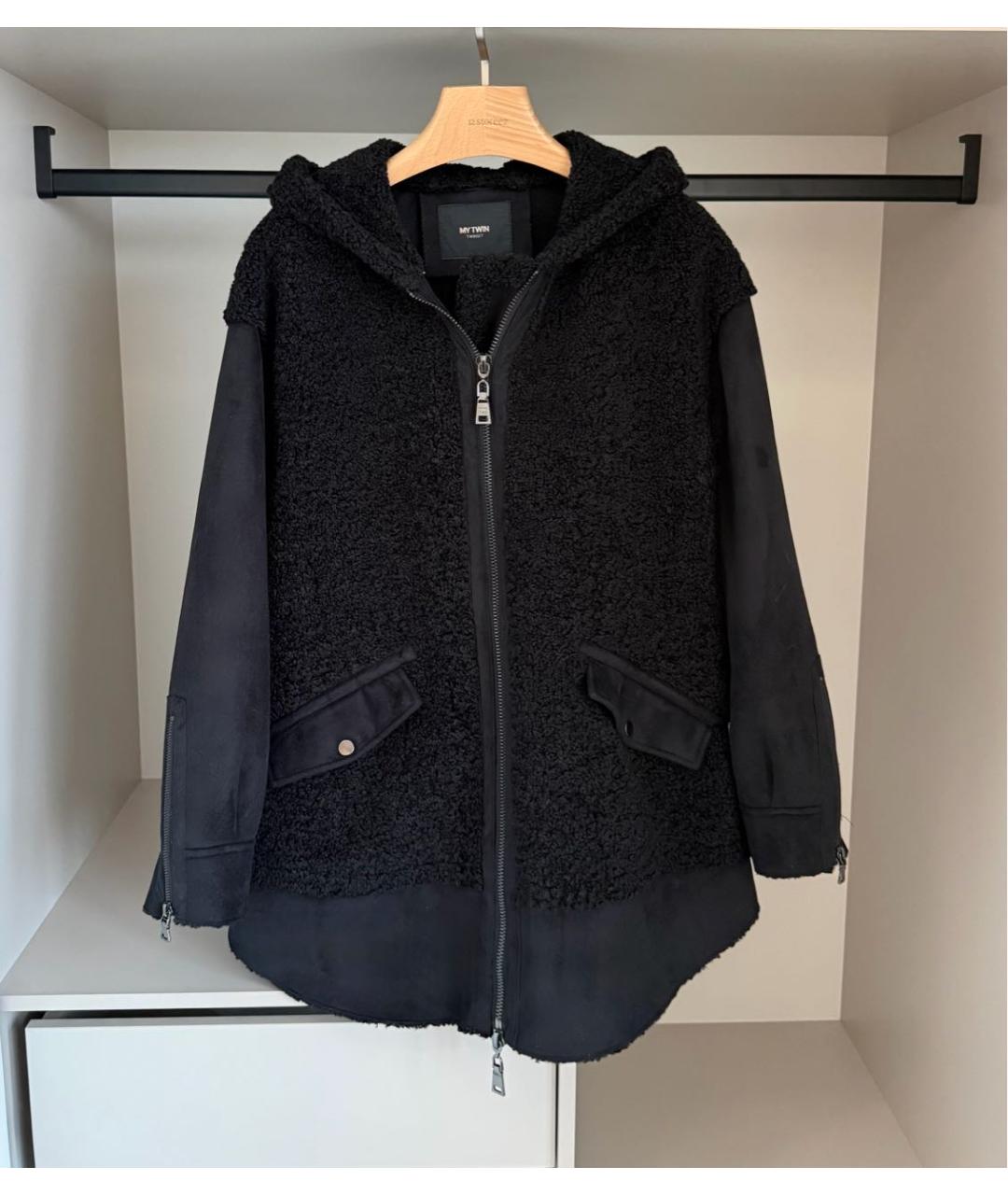 TWIN-SET Черная полиэстеровая дубленка, фото 7