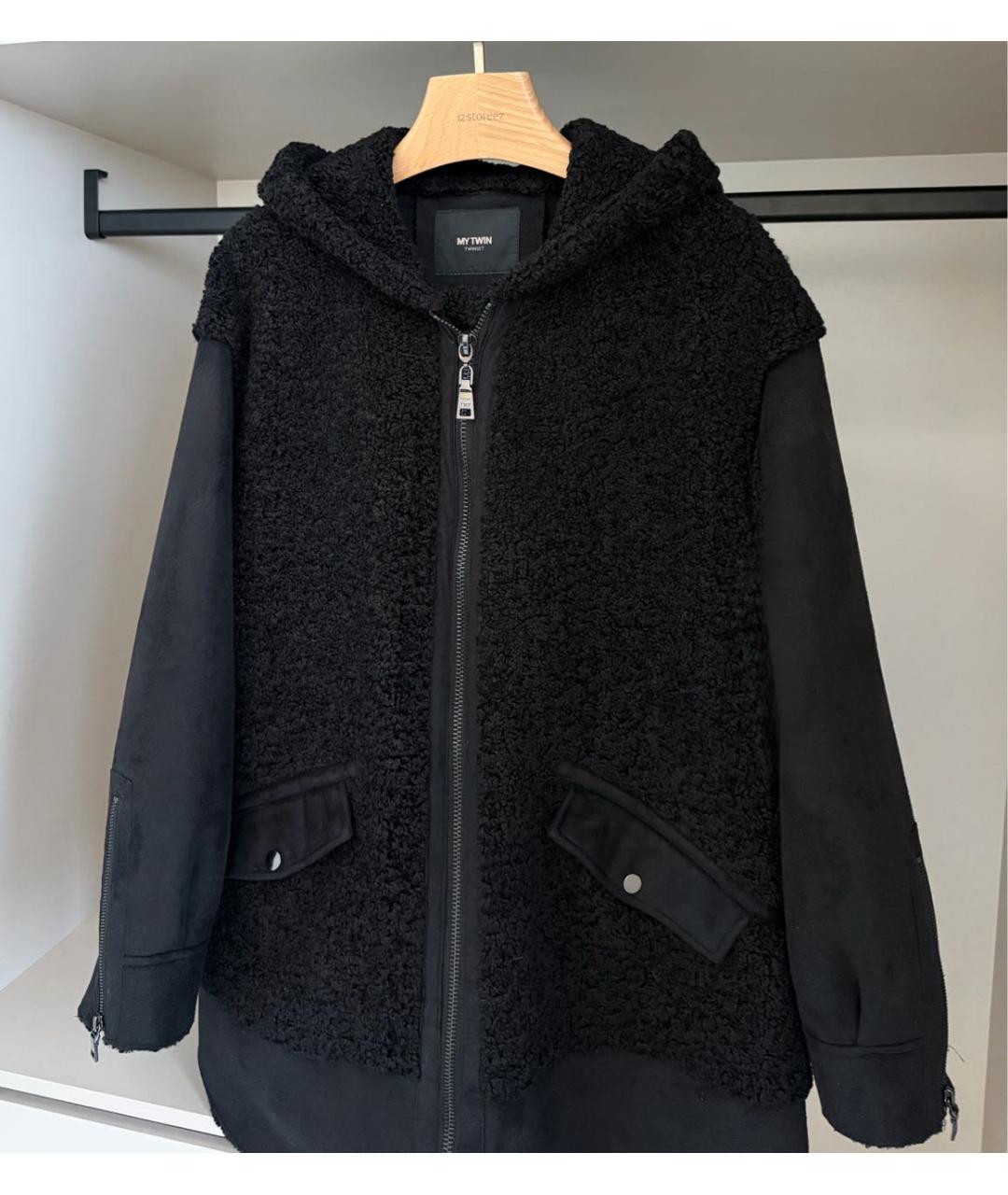 TWIN-SET Черная полиэстеровая дубленка, фото 6