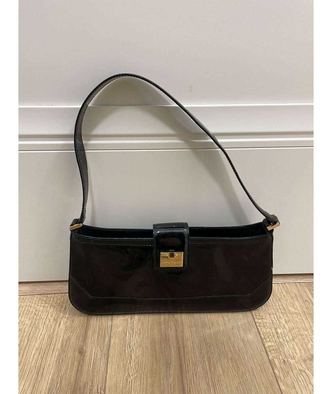 FERRAGAMO Черная кожаная сумка с короткими ручками, фото 6