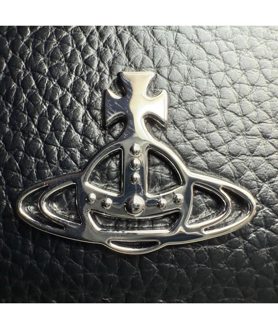 VIVIENNE WESTWOOD Черная кожаная сумка через плечо, фото 3