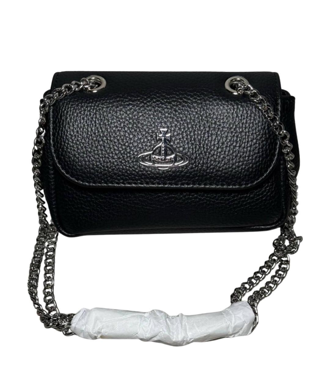 VIVIENNE WESTWOOD Черная кожаная сумка через плечо, фото 1