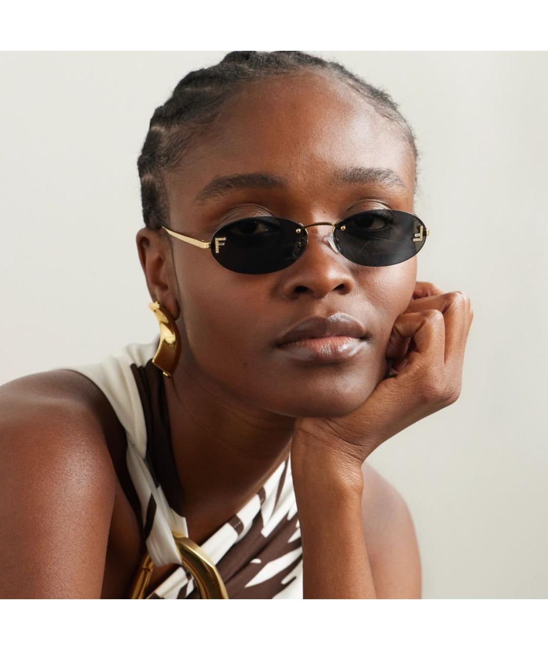 FENDI Черные металлические солнцезащитные очки, фото 4