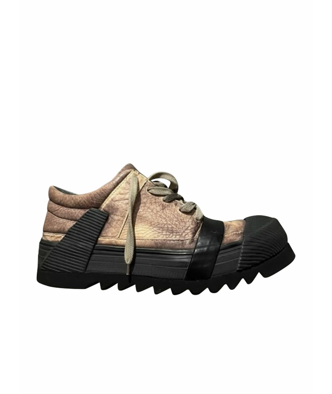 BORIS BIDJAN Антрацитовые кожаные низкие ботинки, фото 1