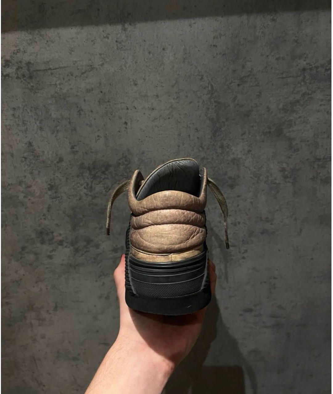 BORIS BIDJAN Антрацитовые кожаные низкие ботинки, фото 3