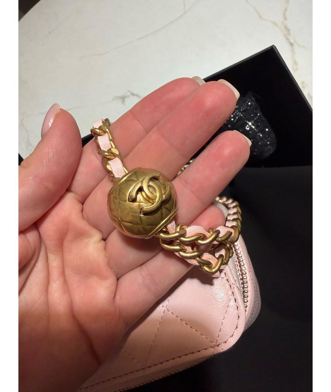 CHANEL Розовая кожаная сумка через плечо, фото 6