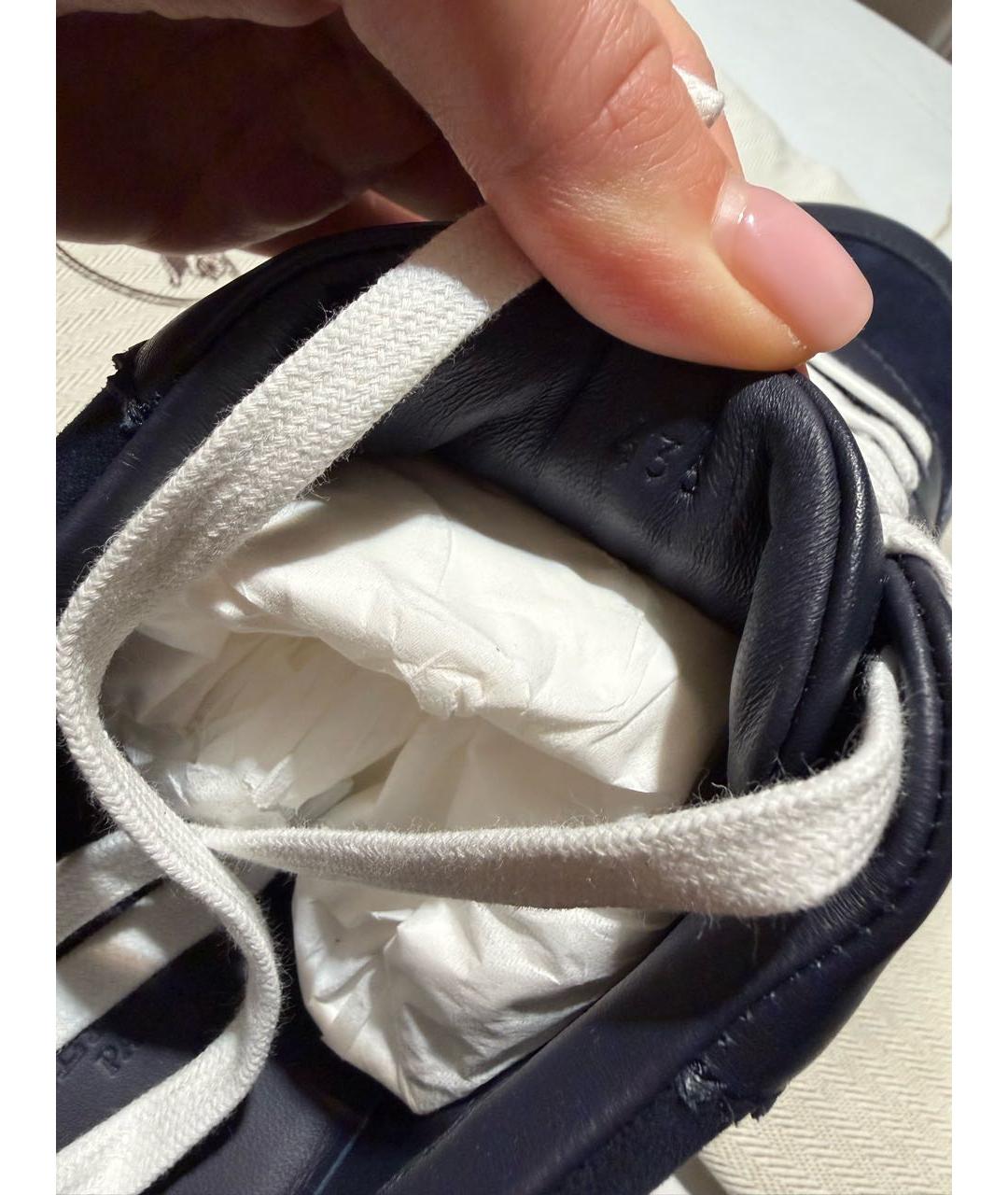 HERMES Темно-синие замшевые низкие кроссовки / кеды, фото 7