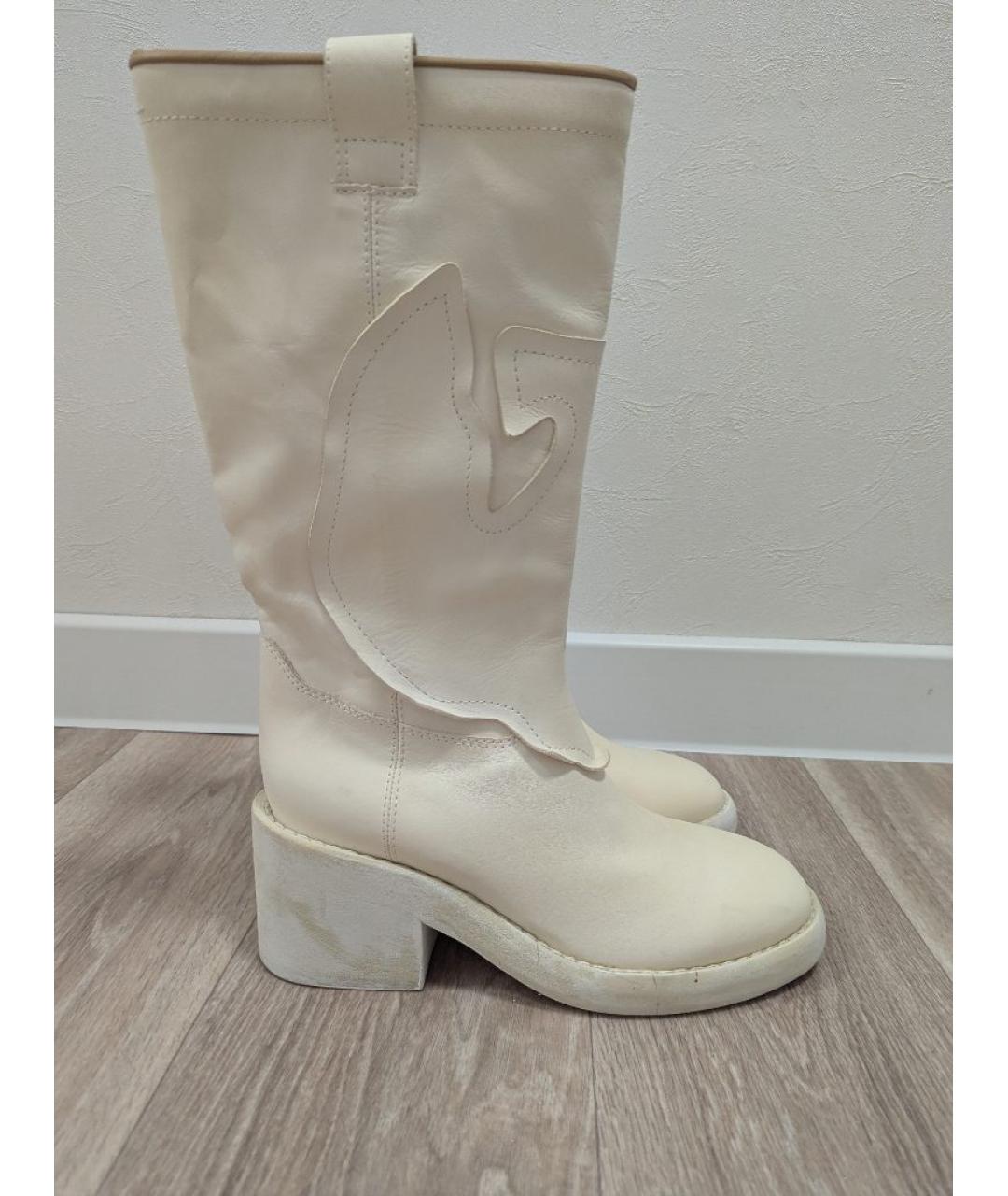 MM6 MAISON MARGIELA Белые кожаные сапоги, фото 10