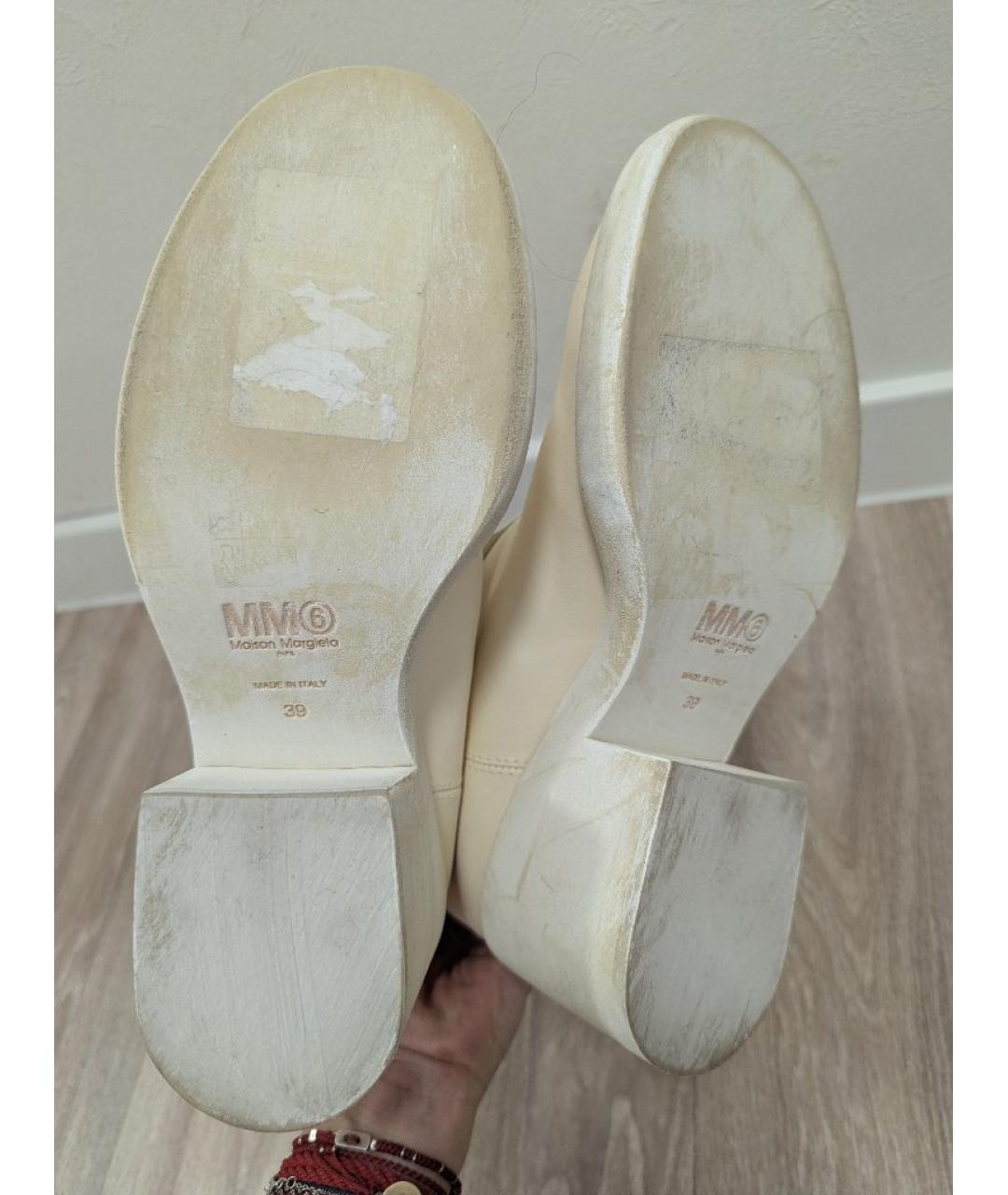 MM6 MAISON MARGIELA Белые кожаные сапоги, фото 8