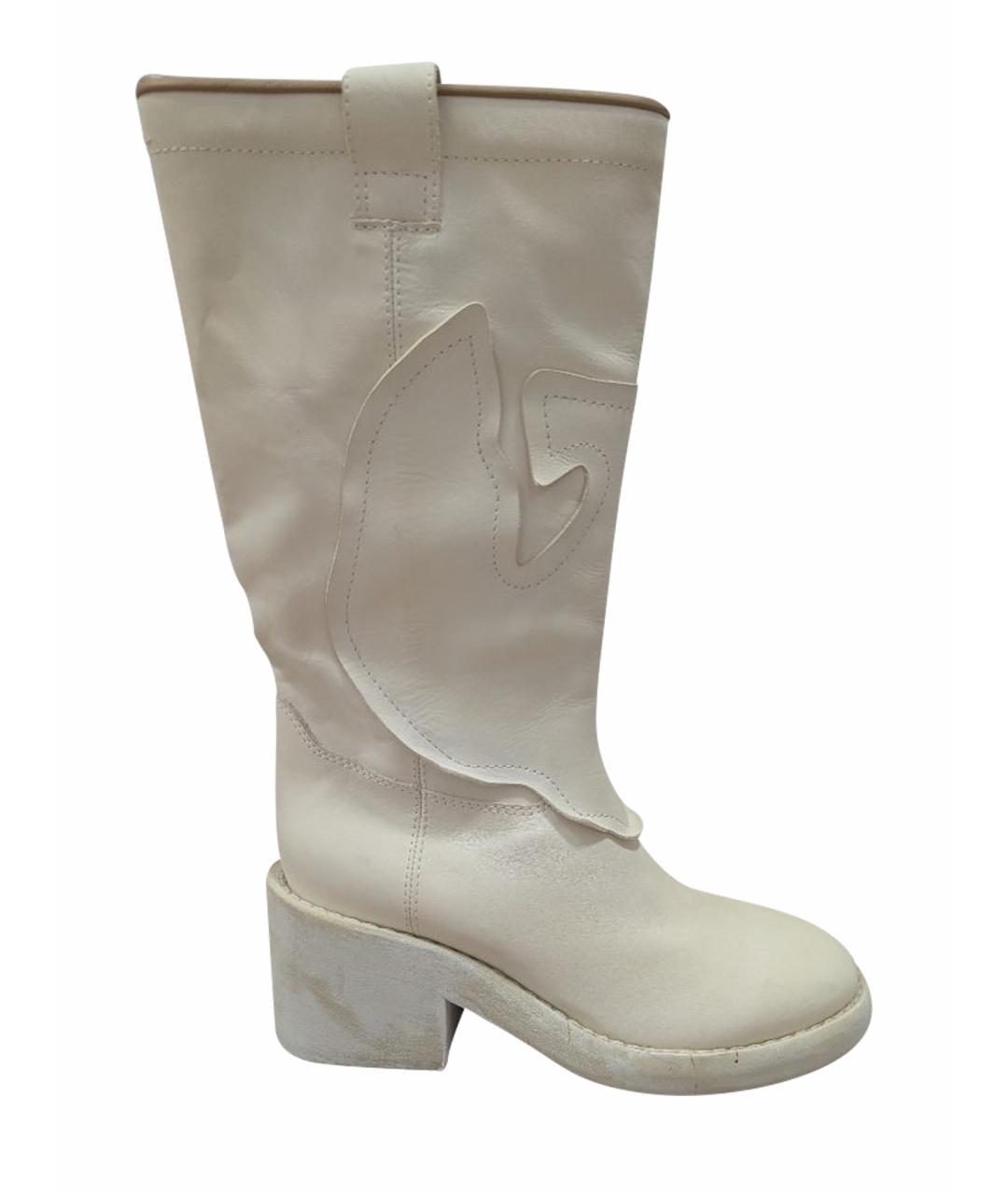 MM6 MAISON MARGIELA Белые кожаные сапоги, фото 1