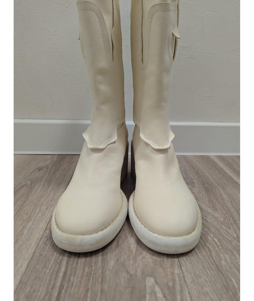 MM6 MAISON MARGIELA Белые кожаные сапоги, фото 9