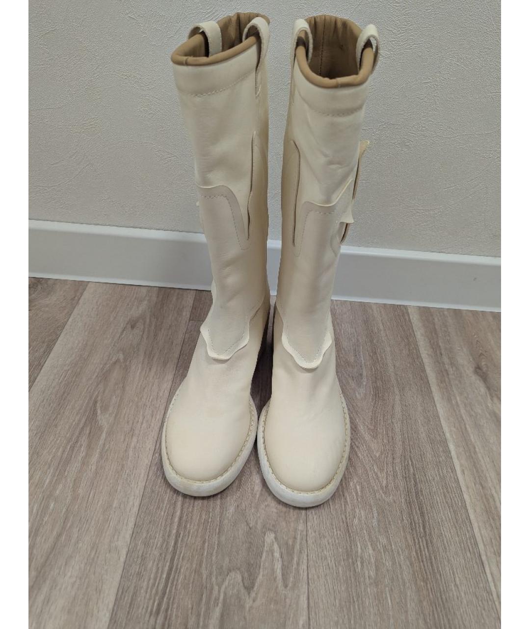 MM6 MAISON MARGIELA Белые кожаные сапоги, фото 2