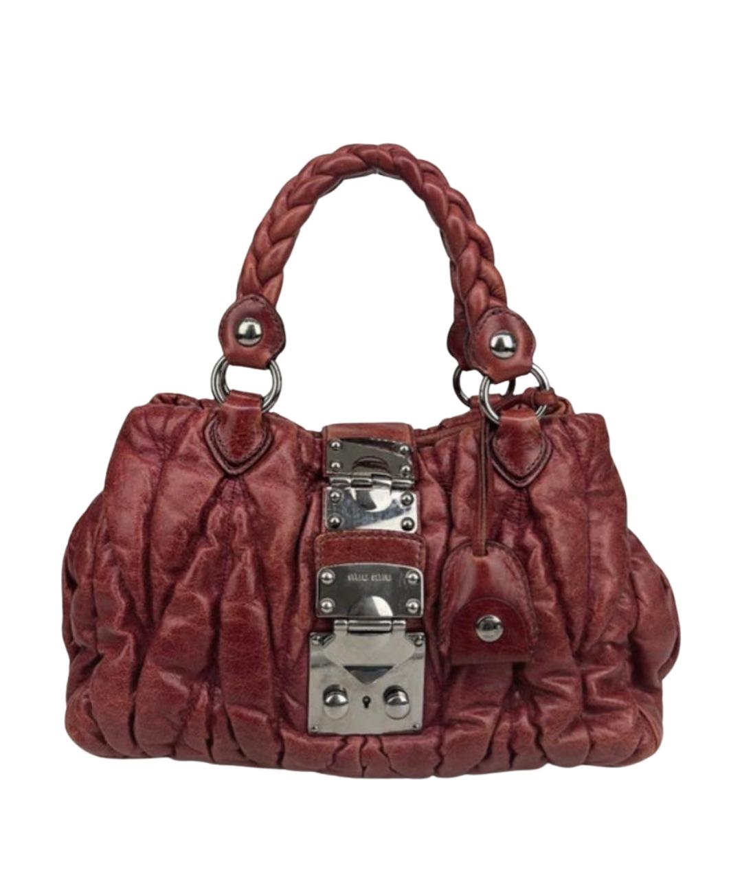MIU MIU Бордовая кожаная сумка с короткими ручками, фото 1