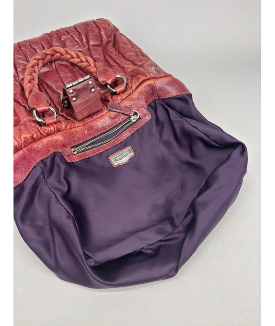 MIU MIU Бордовая кожаная сумка с короткими ручками, фото 8