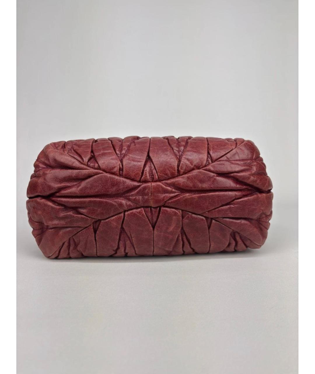 MIU MIU Бордовая кожаная сумка с короткими ручками, фото 6