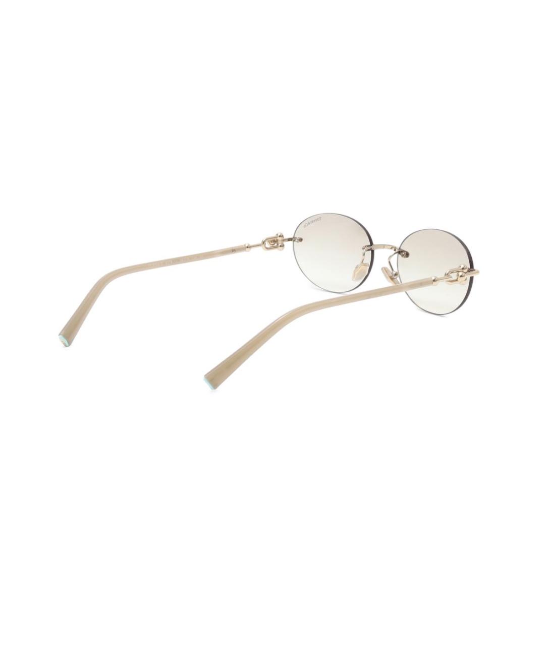 TIFFANY&CO Бежевые металлические солнцезащитные очки, фото 2
