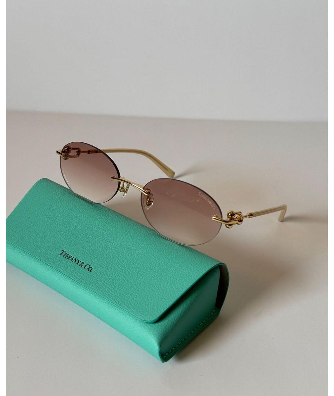 TIFFANY&CO Бежевые металлические солнцезащитные очки, фото 4