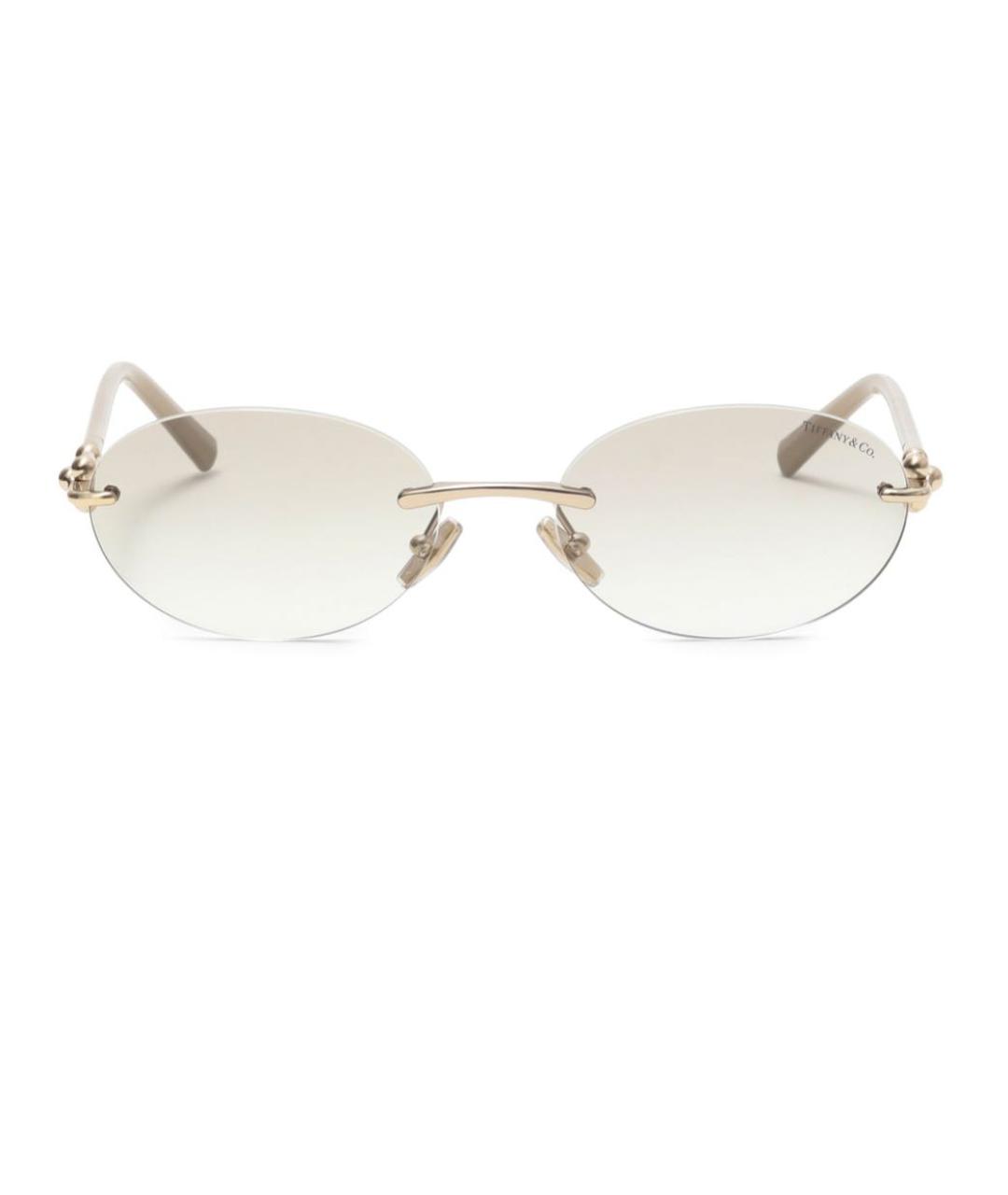 TIFFANY&CO Бежевые металлические солнцезащитные очки, фото 3