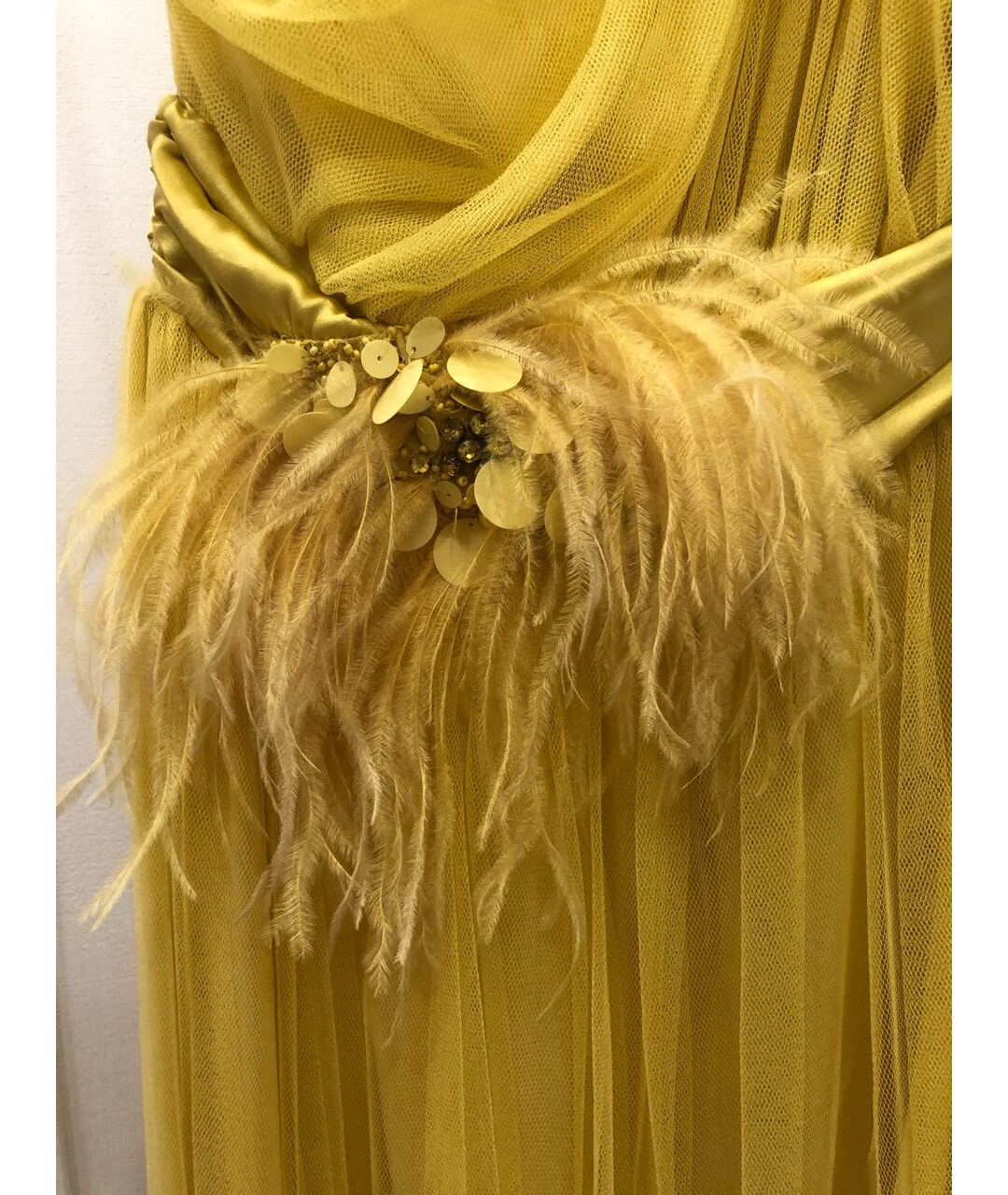 ELISABETTA FRANCHI Желтое полиамидовое вечернее платье, фото 4