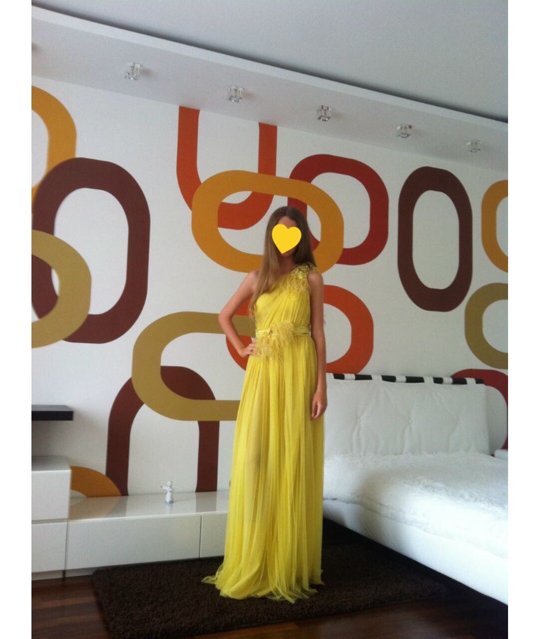 ELISABETTA FRANCHI Желтое полиамидовое вечернее платье, фото 7