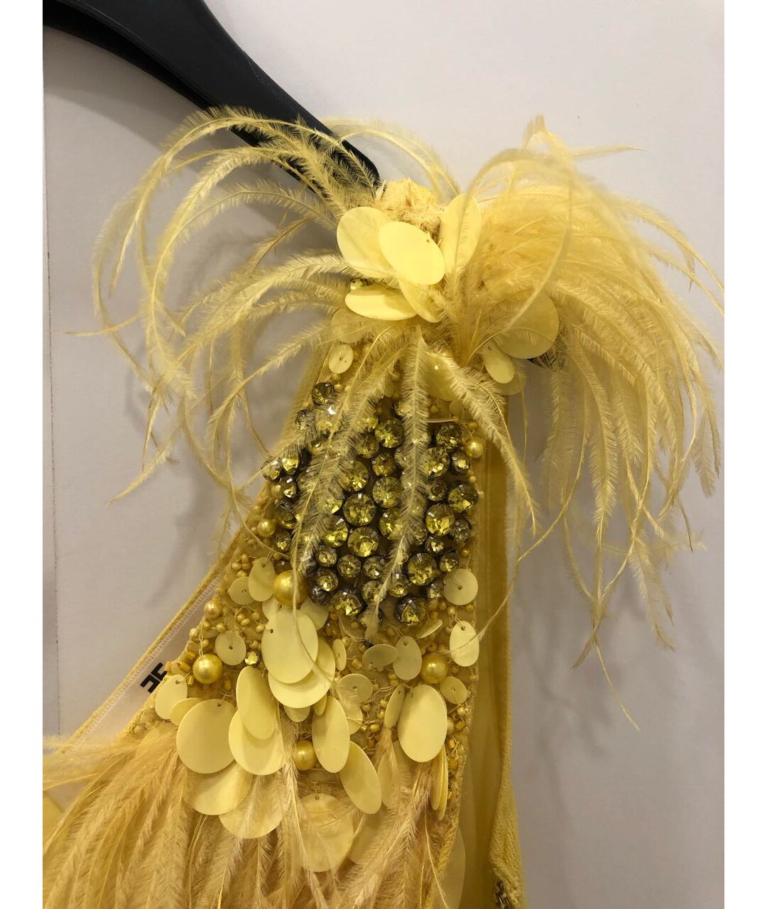 ELISABETTA FRANCHI Желтое полиамидовое вечернее платье, фото 3