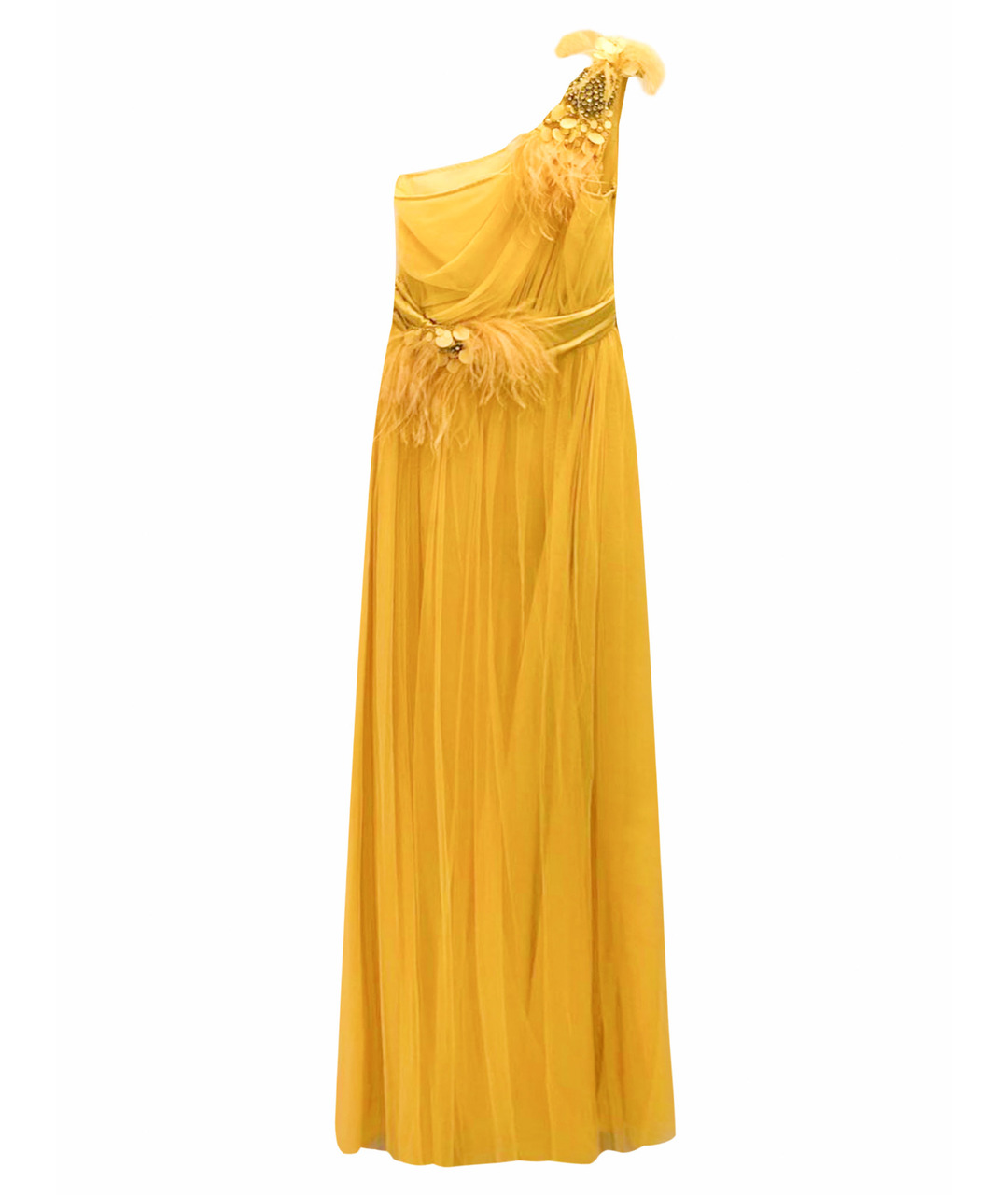 ELISABETTA FRANCHI Желтое полиамидовое вечернее платье, фото 1