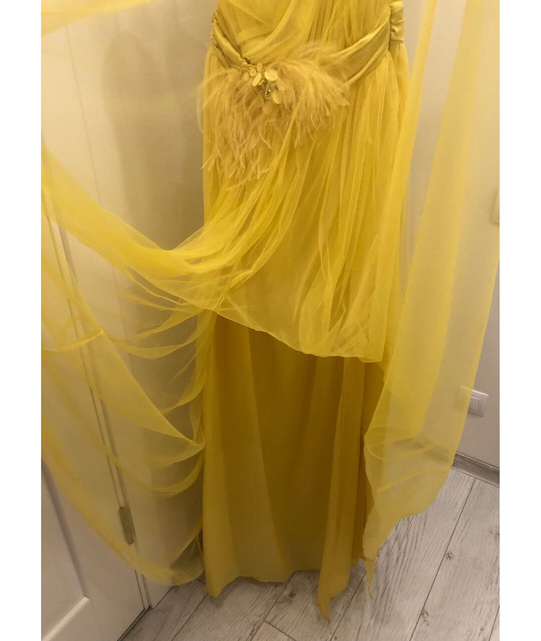 ELISABETTA FRANCHI Желтое полиамидовое вечернее платье, фото 6