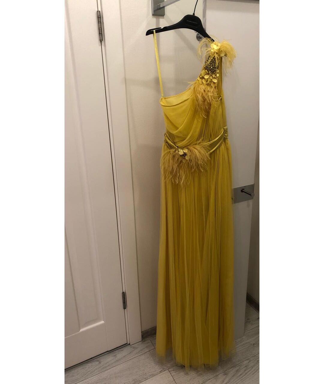 ELISABETTA FRANCHI Желтое полиамидовое вечернее платье, фото 9