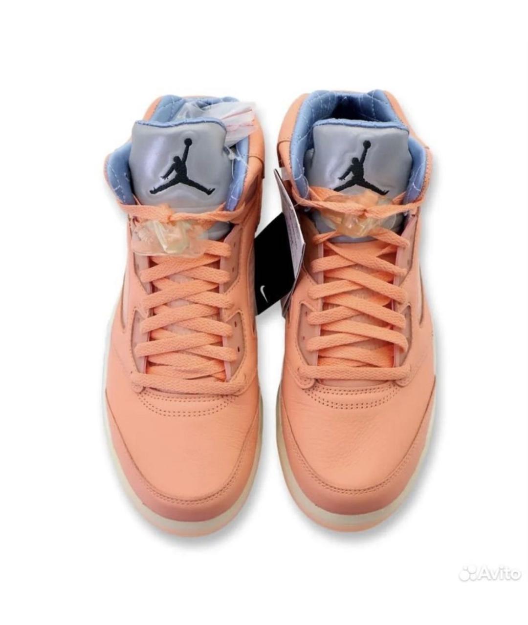 JORDAN Коралловые кожаные высокие кроссовки / кеды, фото 4
