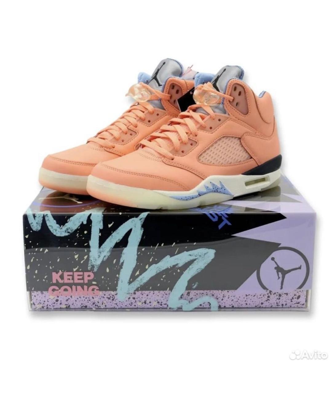 JORDAN Коралловые кожаные высокие кроссовки / кеды, фото 3