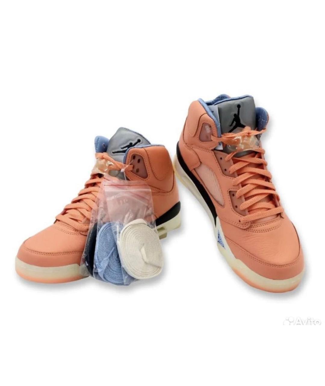 JORDAN Коралловые кожаные высокие кроссовки / кеды, фото 2