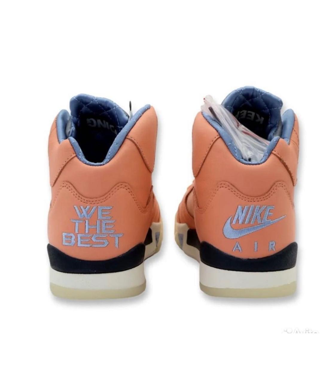 JORDAN Коралловые кожаные высокие кроссовки / кеды, фото 5